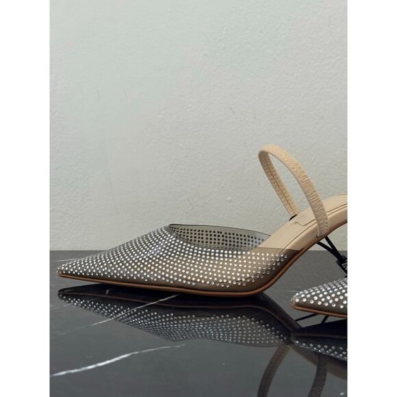 Zara Rhinestone Mesh Slingback Kitten Heels - Picture 10 of 13